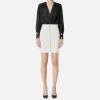 Miniabito in crêpe con blusa in georgette