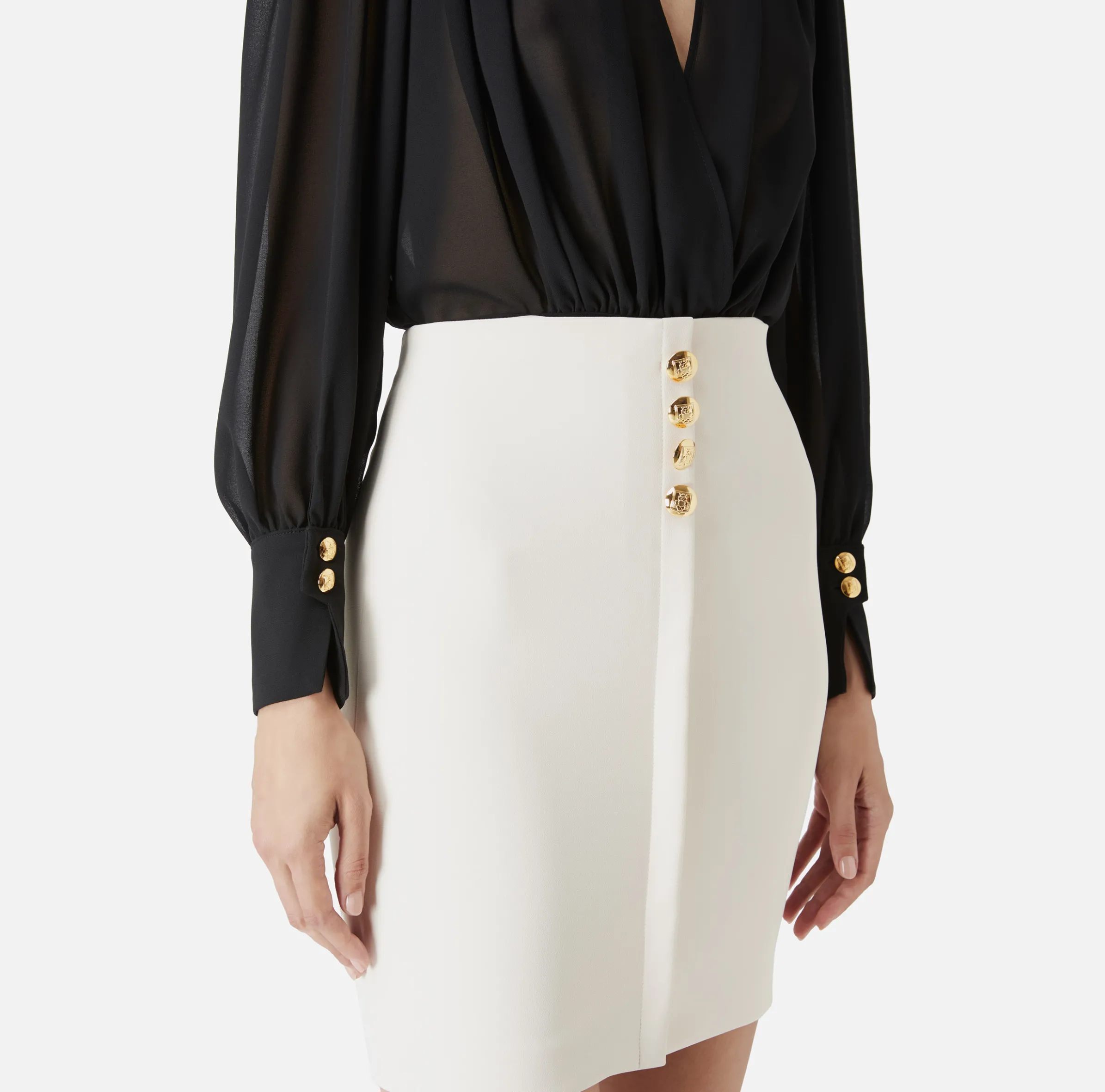 Miniabito in crêpe con blusa in georgette