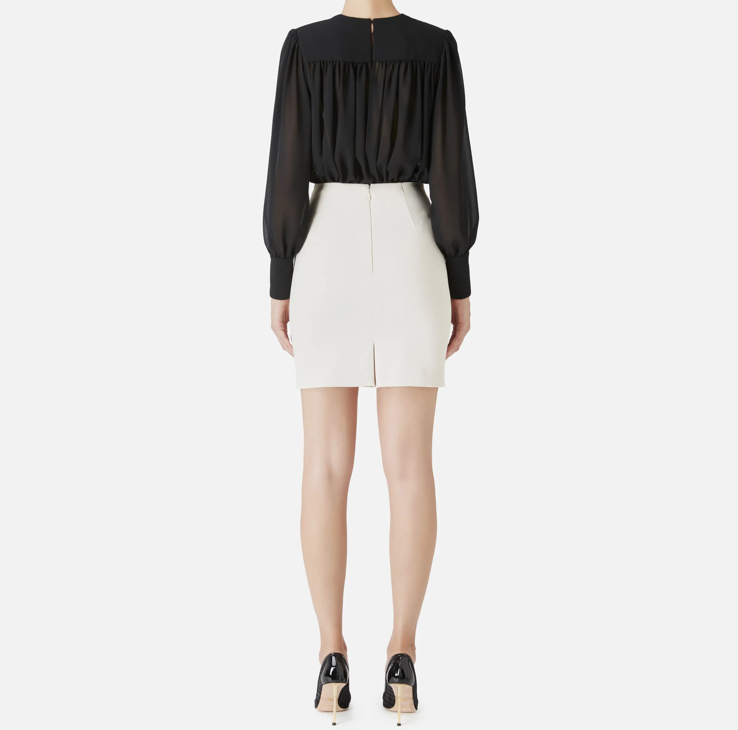 Miniabito in crêpe con blusa in georgette