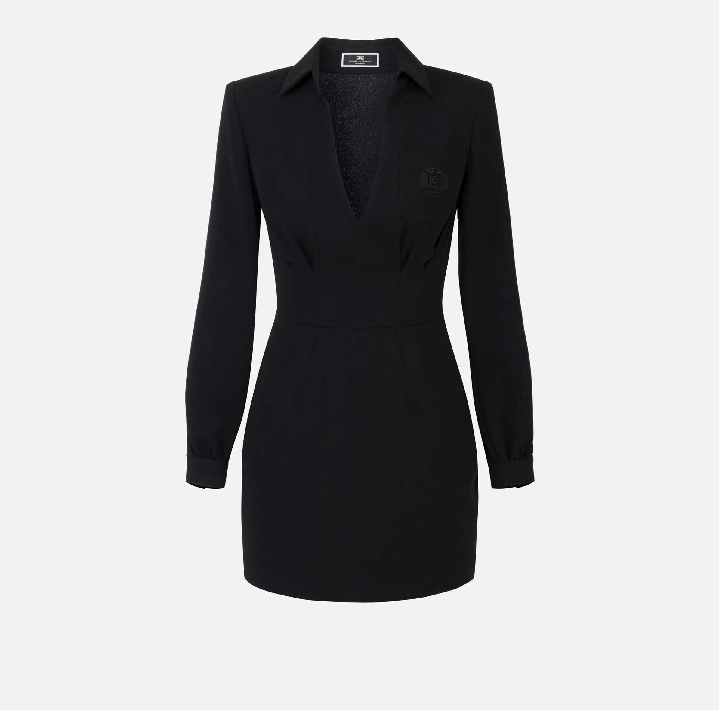 Miniabito in crêpe con camicia e ricamo stemma
