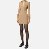 Miniabito in crêpe con camicia e ricamo stemma