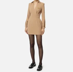Miniabito in crêpe con camicia e ricamo stemma