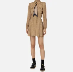 Miniabito in georgette stampa rombo con foulard