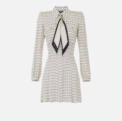 Miniabito in georgette stampa rombo con foulard