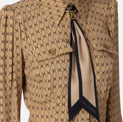 Miniabito in georgette stampa rombo con foulard