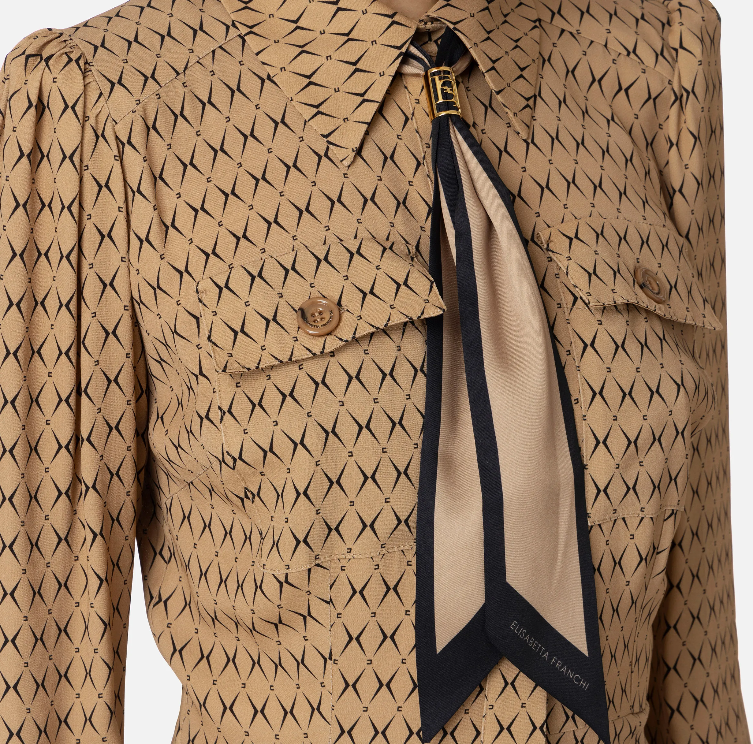 Miniabito in georgette stampa rombo con foulard