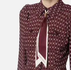 Miniabito in georgette stampa rombo con foulard