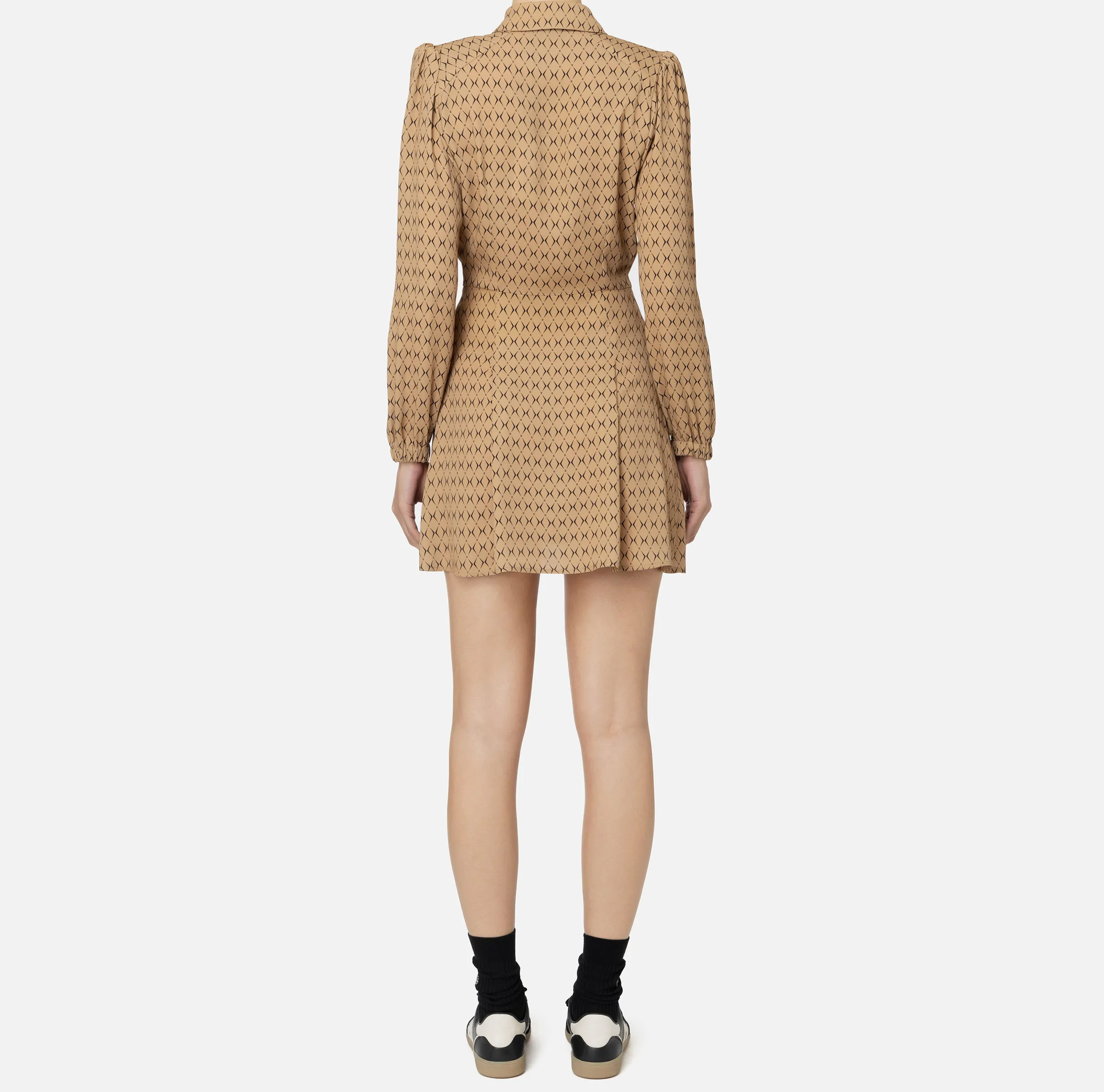 Miniabito in georgette stampa rombo con foulard