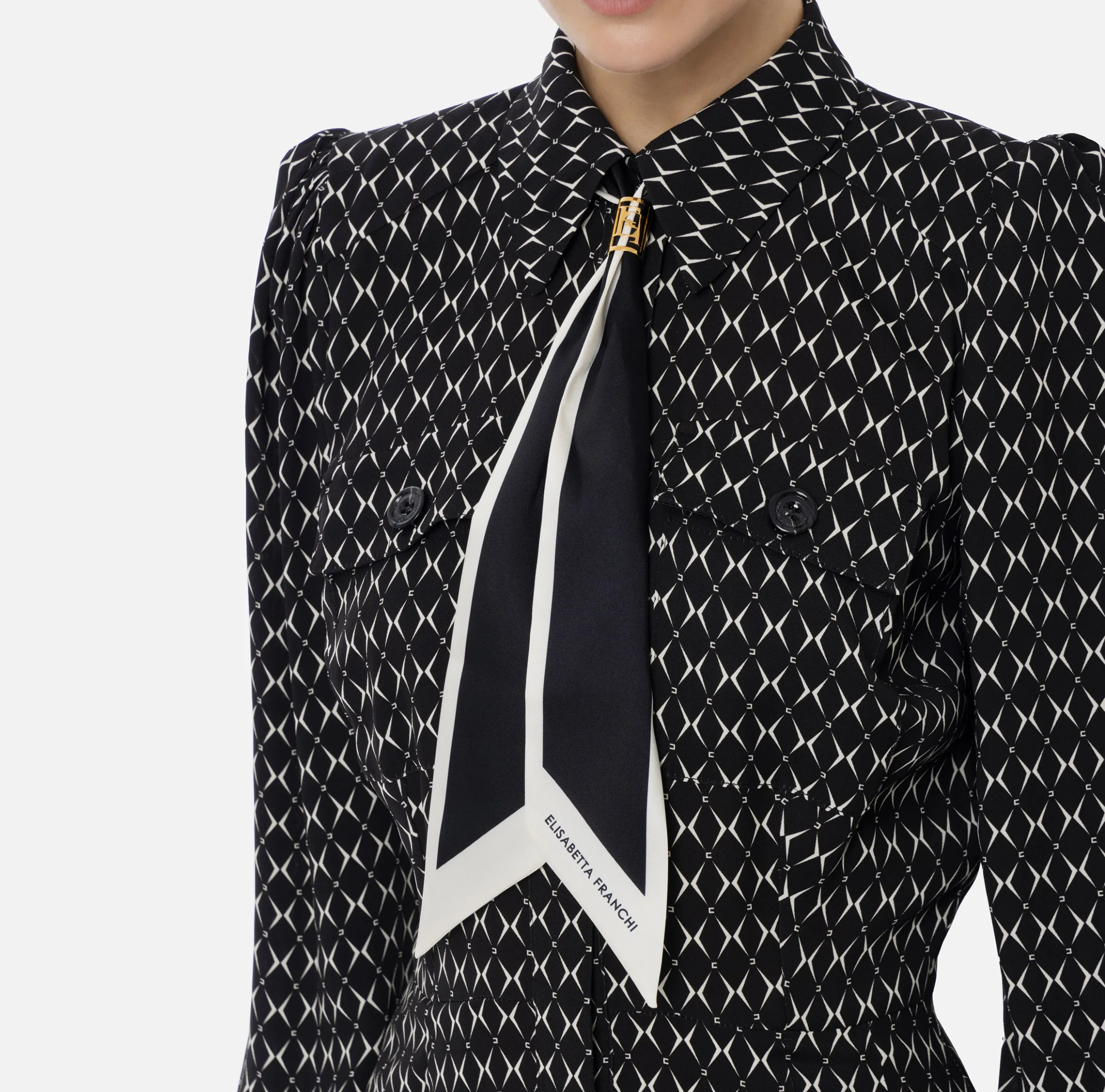 Miniabito in georgette stampa rombo con foulard