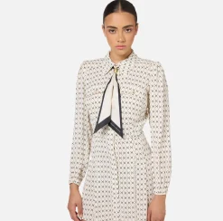 Miniabito in georgette stampa rombo con foulard