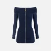 Miniabito in jersey lurex con zip