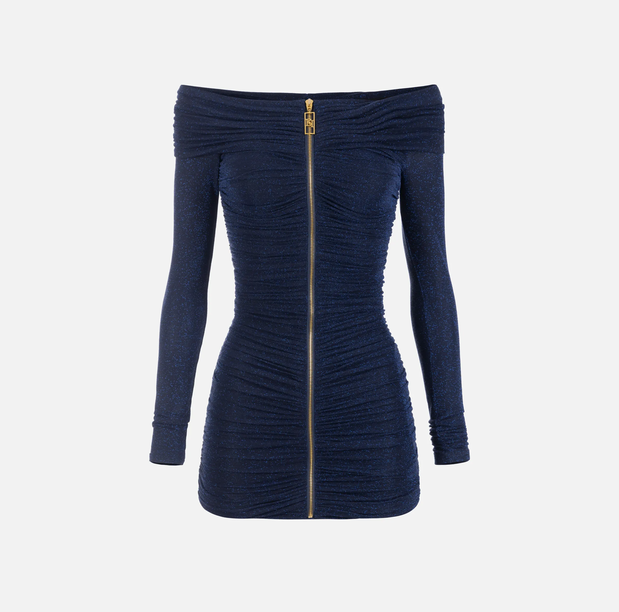 Miniabito in jersey lurex con zip