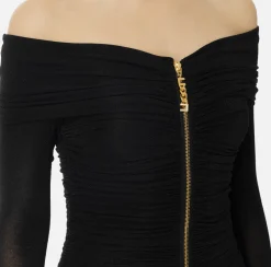 Miniabito in jersey lurex con zip