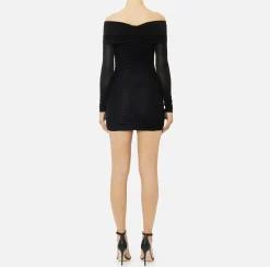 Miniabito in jersey lurex con zip