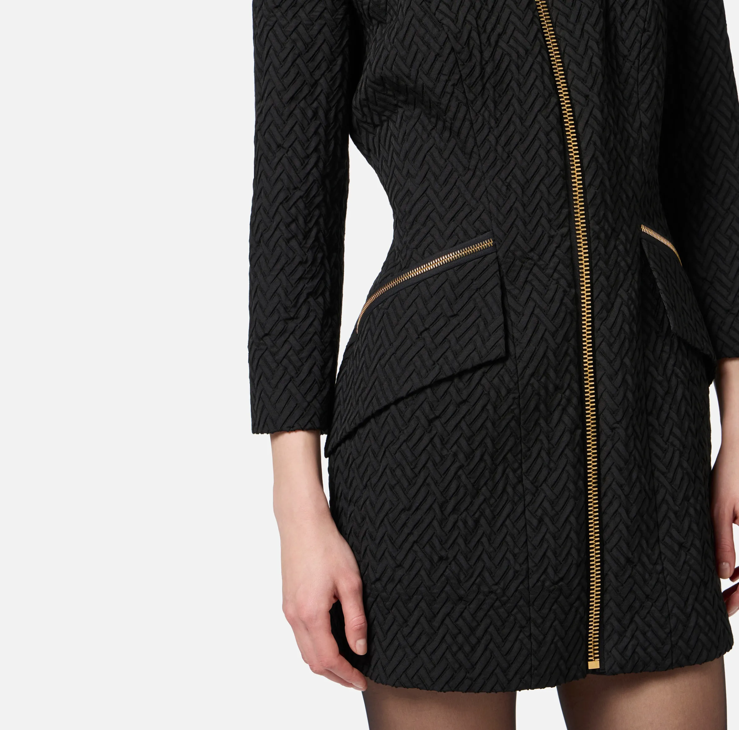 Miniabito in tweed resca con zip