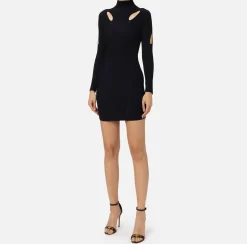 Miniabito in viscosa a costine con cut-out