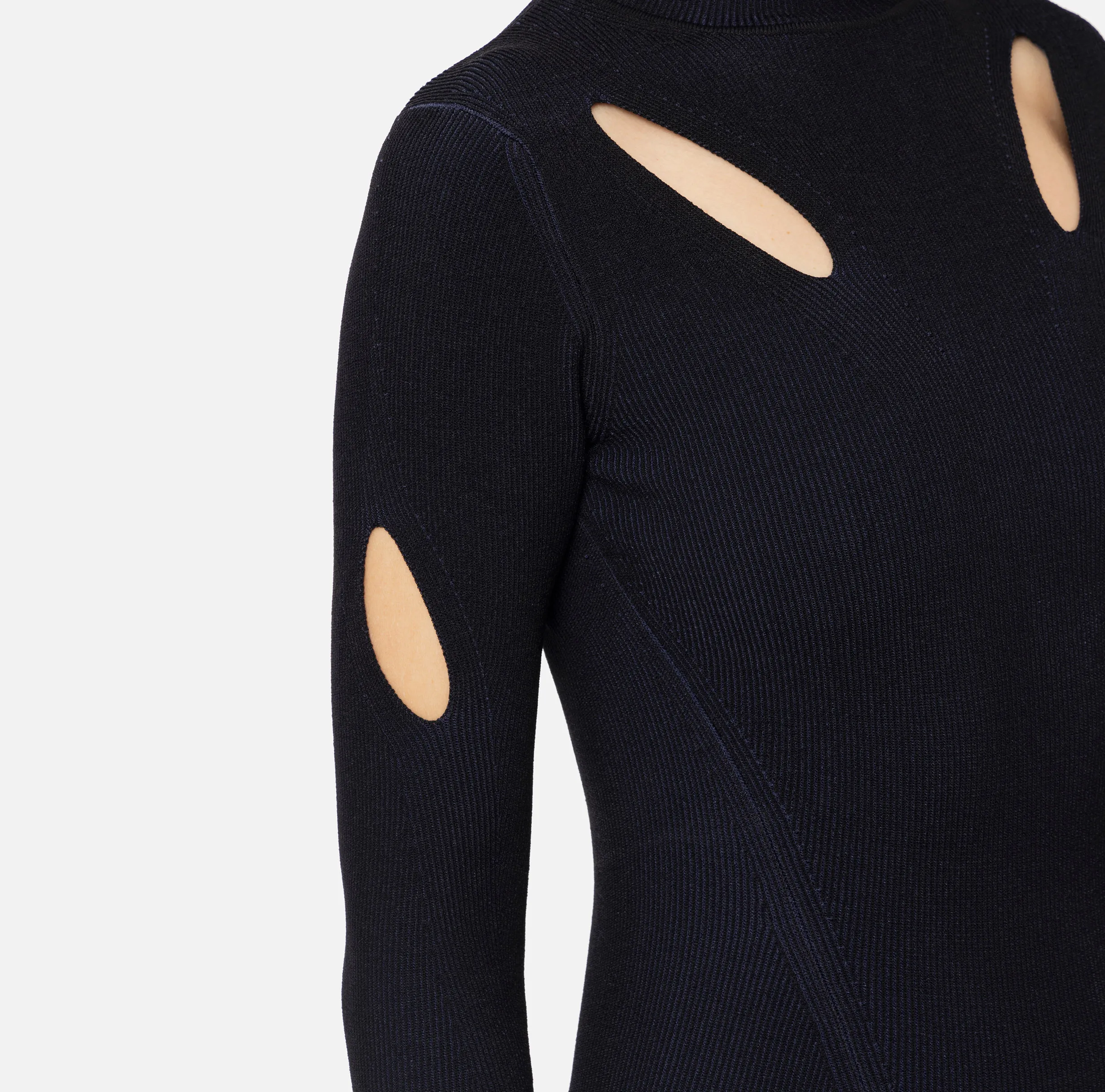 Miniabito in viscosa a costine con cut-out