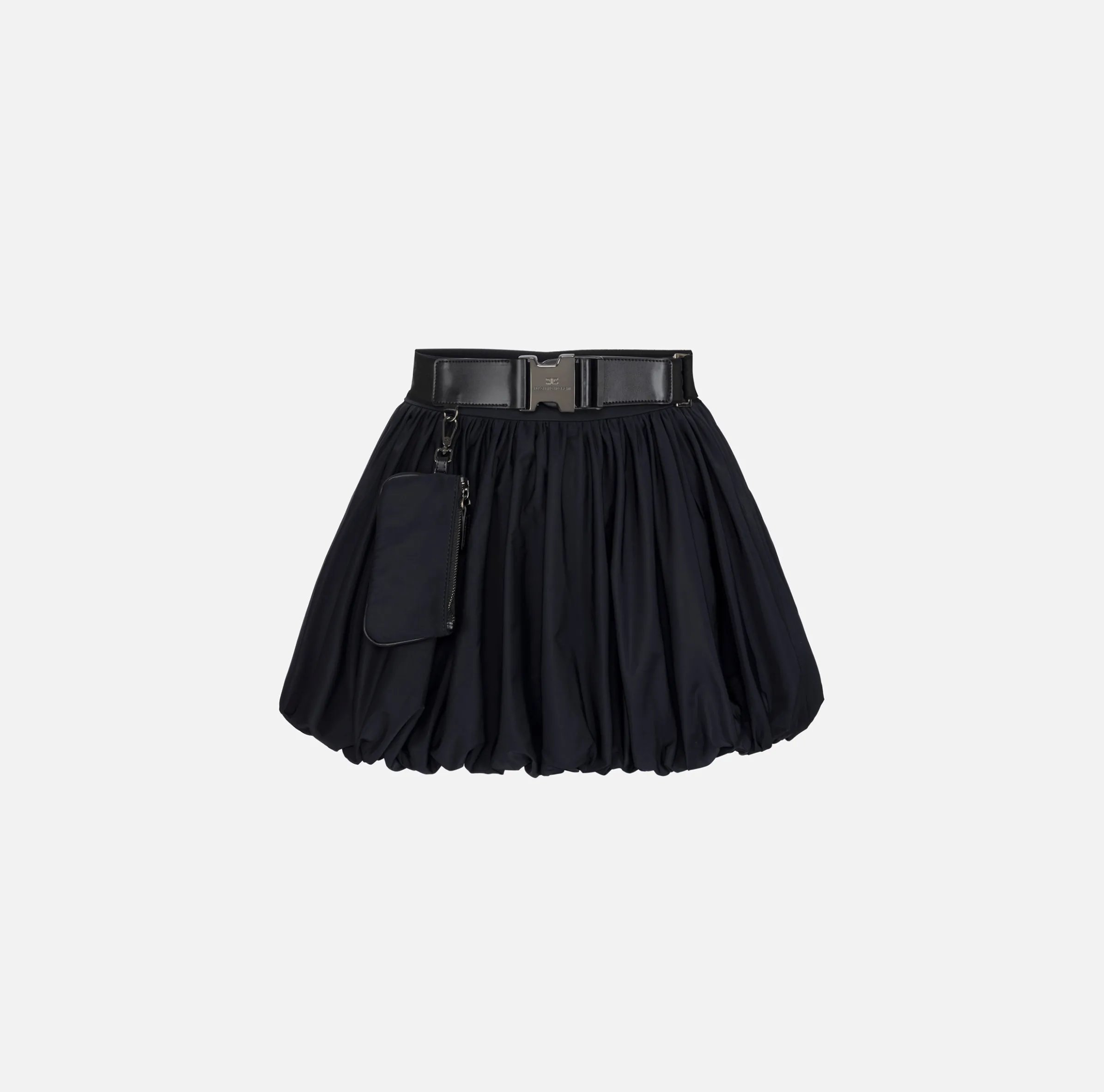 Minigonna a palloncino in nylon tecnico con cintura
