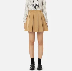 Minigonna a pieghe in nylon tecnico con zip