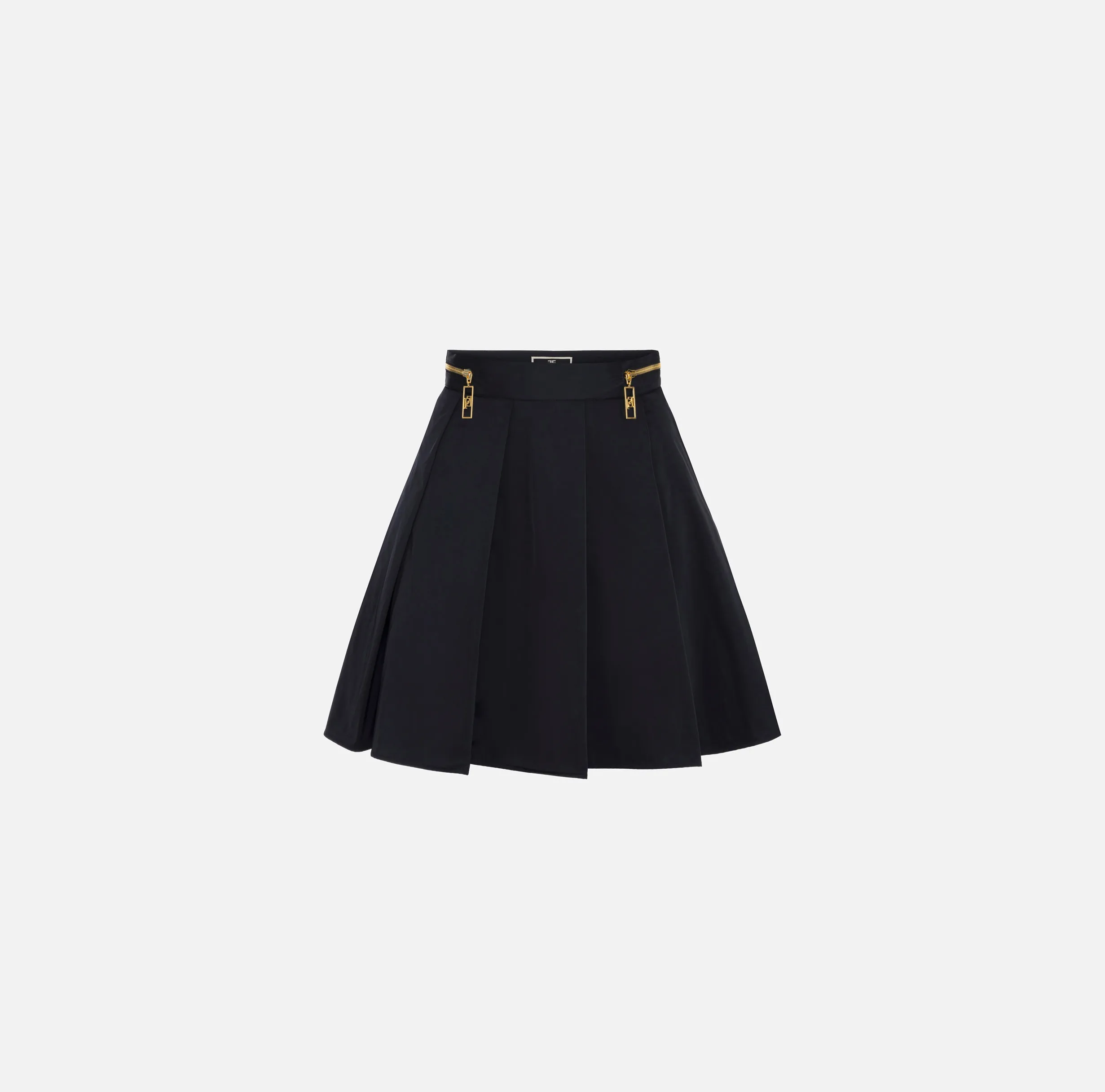 Minigonna a pieghe in nylon tecnico con zip