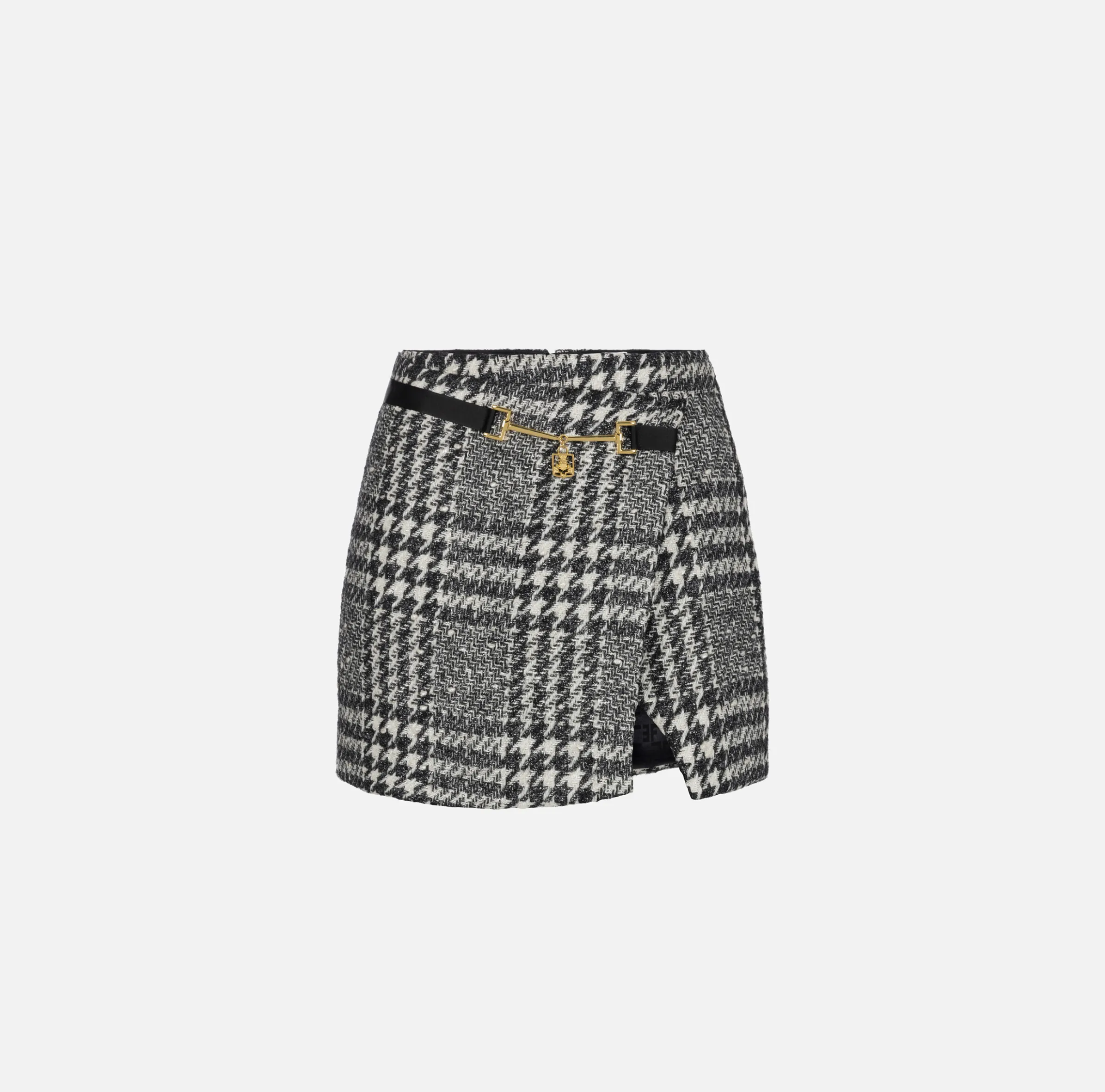 Minigonna a portafoglio in tweed laminato