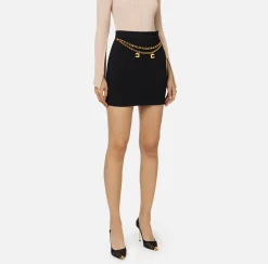 Minigonna in crêpe stretch con cintura