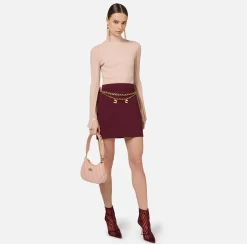 Minigonna in crêpe stretch con cintura