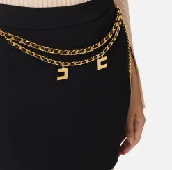 Minigonna in crêpe stretch con cintura