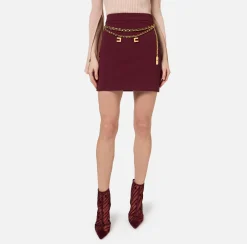 Minigonna in crêpe stretch con cintura