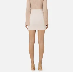 Minigonna in crêpe stretch con cintura