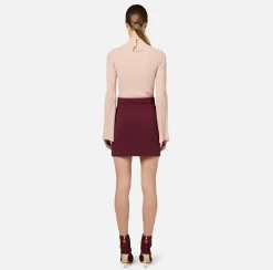 Minigonna in crêpe stretch con cintura