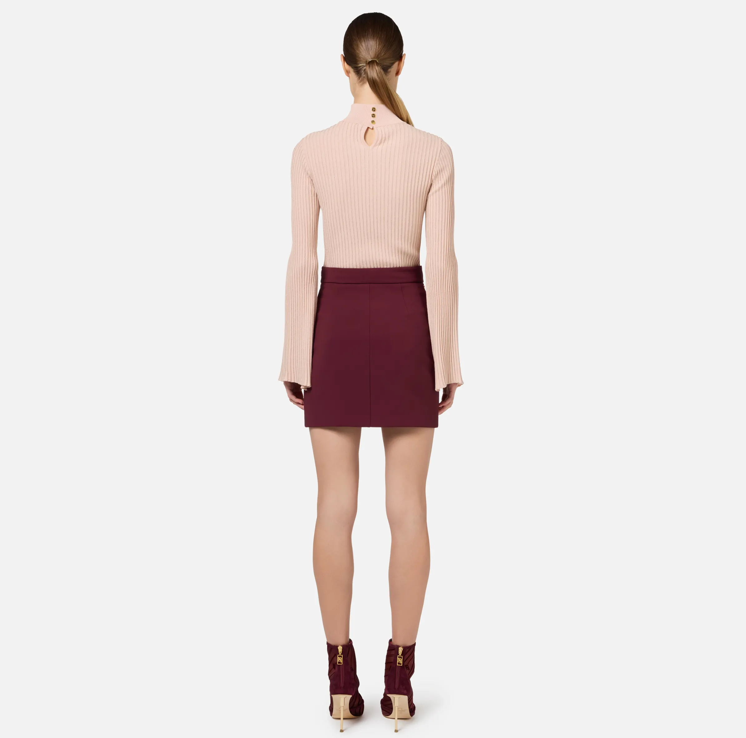 Minigonna in crêpe stretch con cintura
