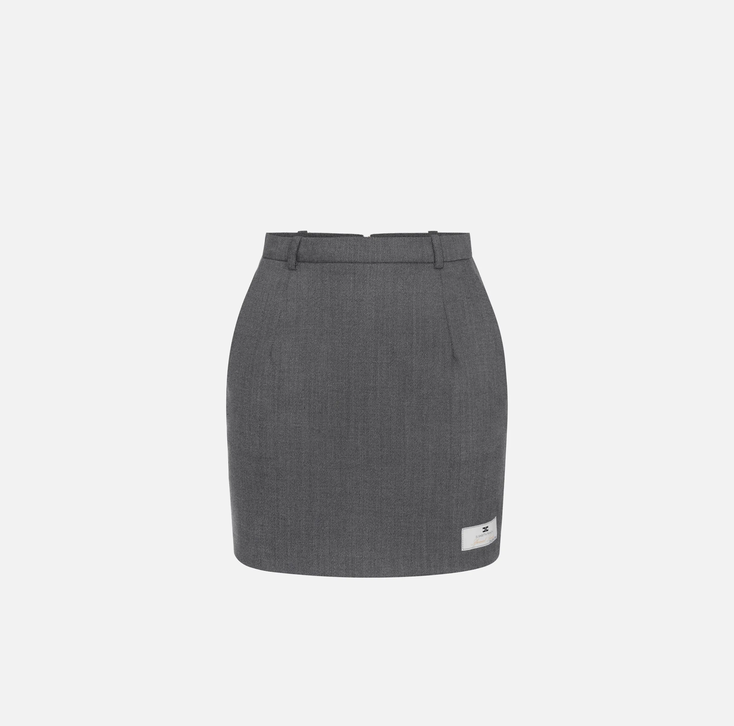 Minigonna in fresco lana con etichetta jacquard