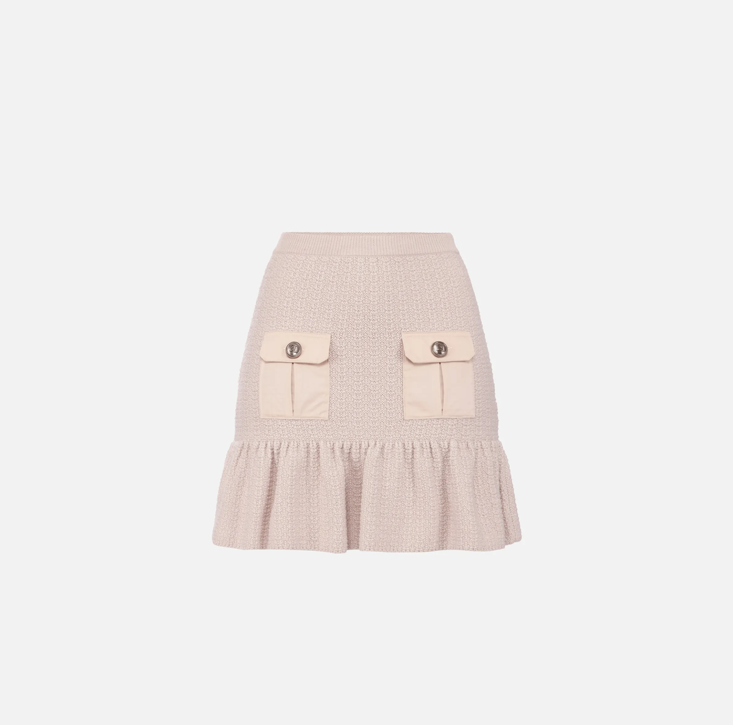 Minigonna in lana bouclé con tasche in vela tecnica