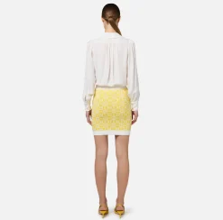Minigonna in viscosa jacquard con logo
