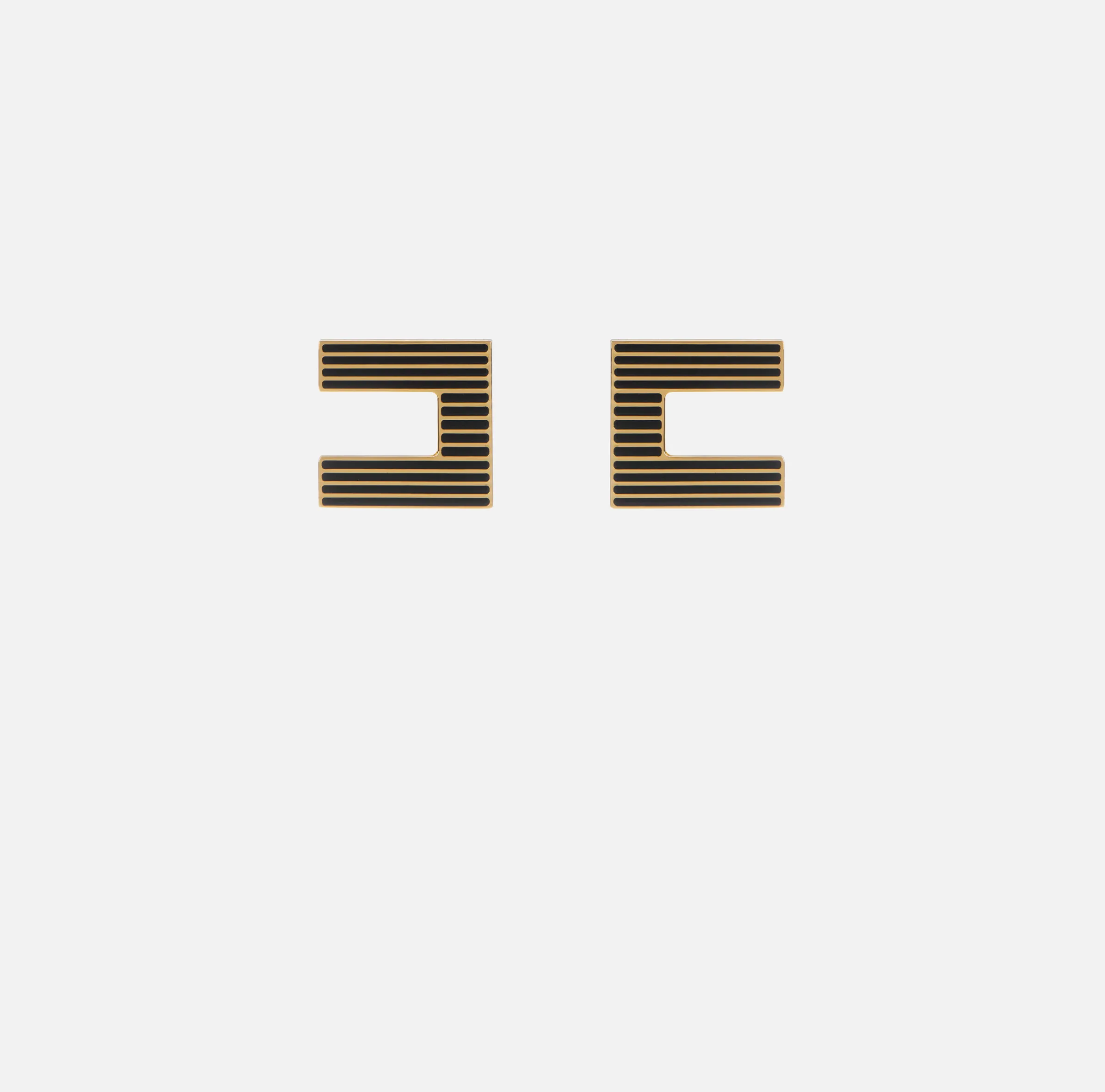 Orecchini logo in ottone a righe smaltate