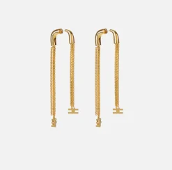 Orecchini pendenti in metallo con charms logo