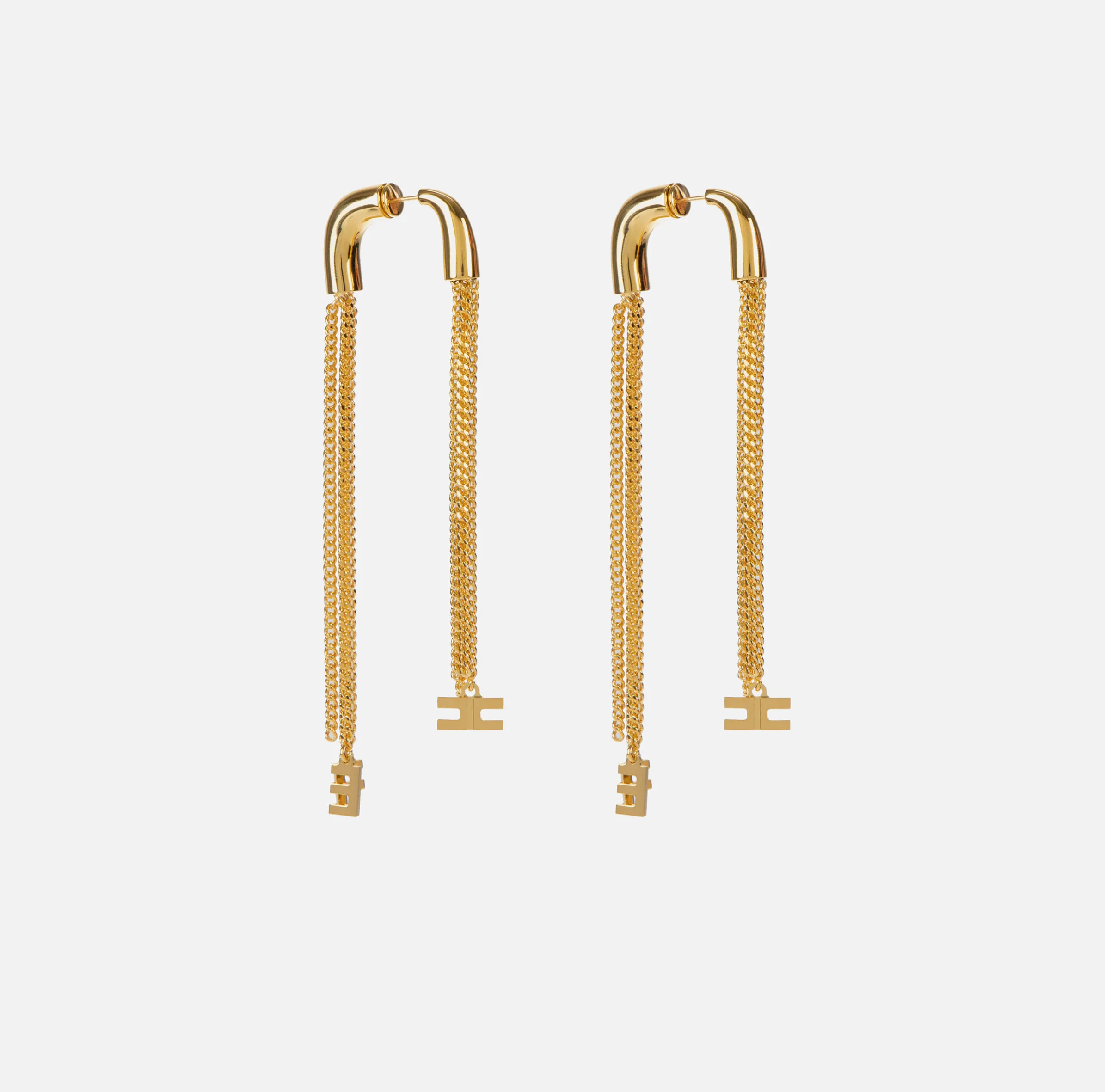 Orecchini pendenti in metallo con charms logo