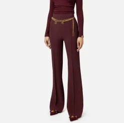 Pantalone a palazzo in crêpe stretch con cintura