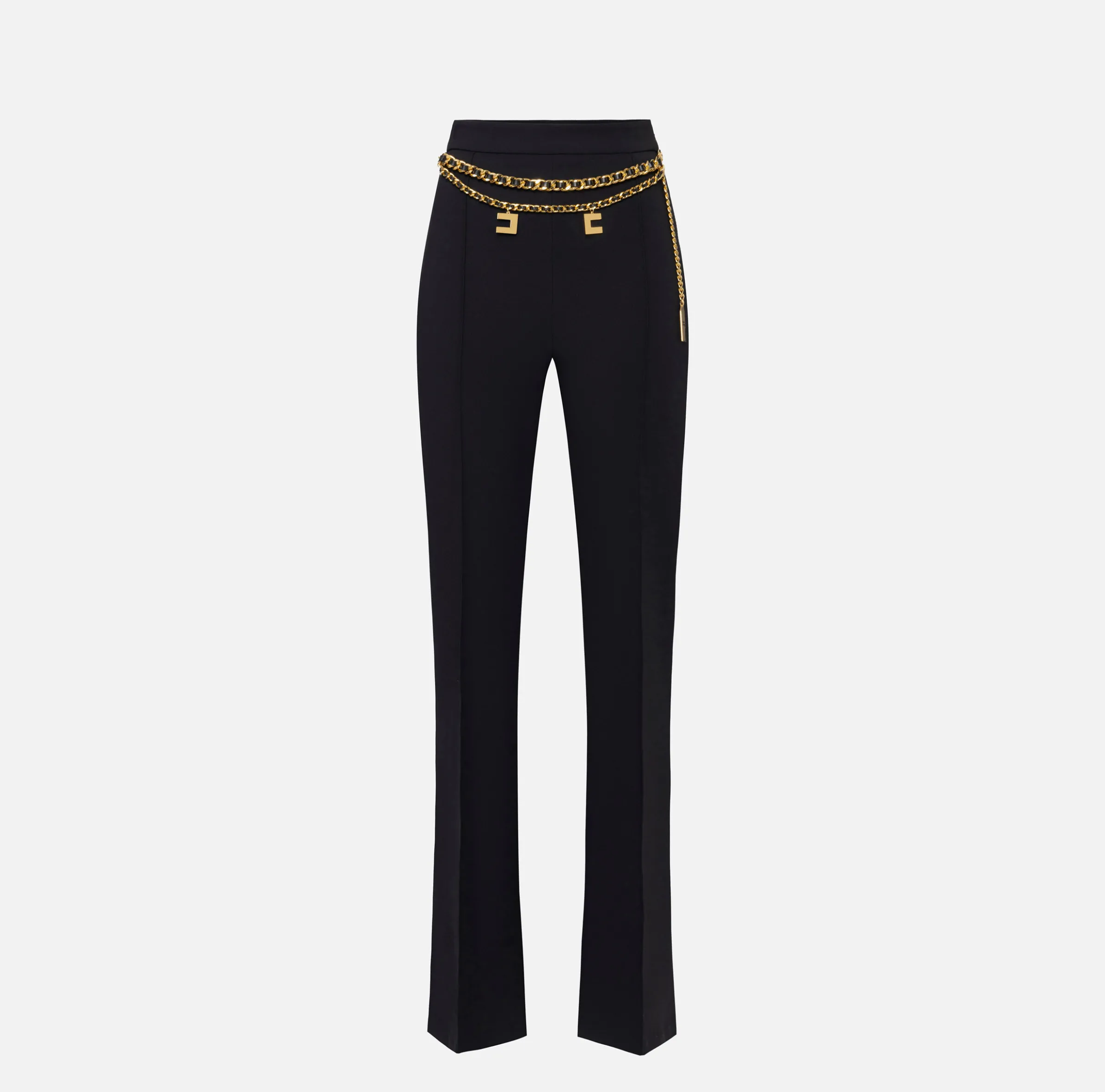 Pantalone a palazzo in crêpe stretch con cintura
