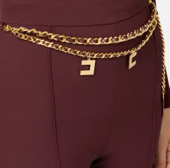 Pantalone a palazzo in crêpe stretch con cintura