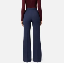 Pantalone a palazzo in crêpe stretch con cintura