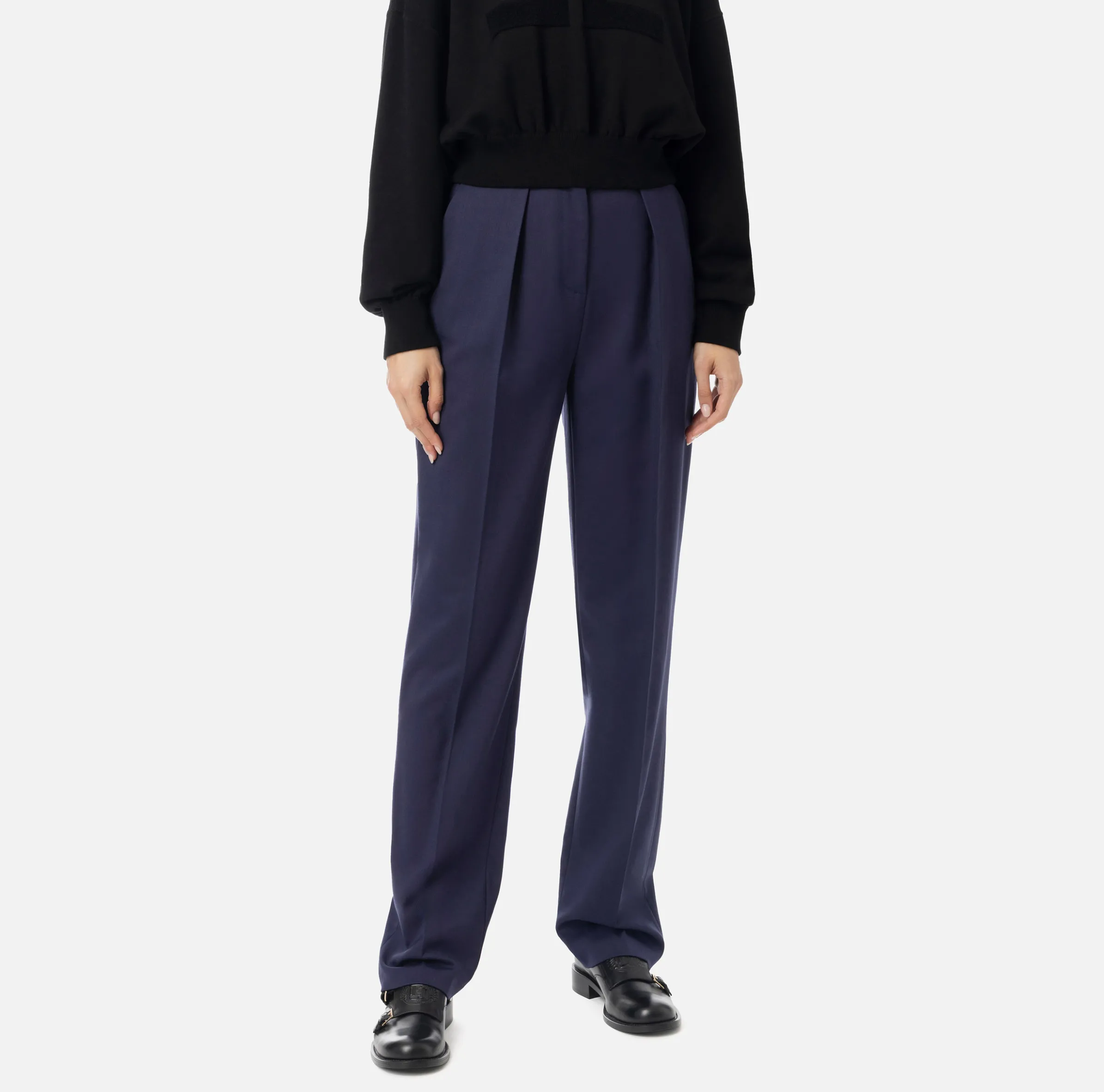 Pantalone con pinces in fresco di lana