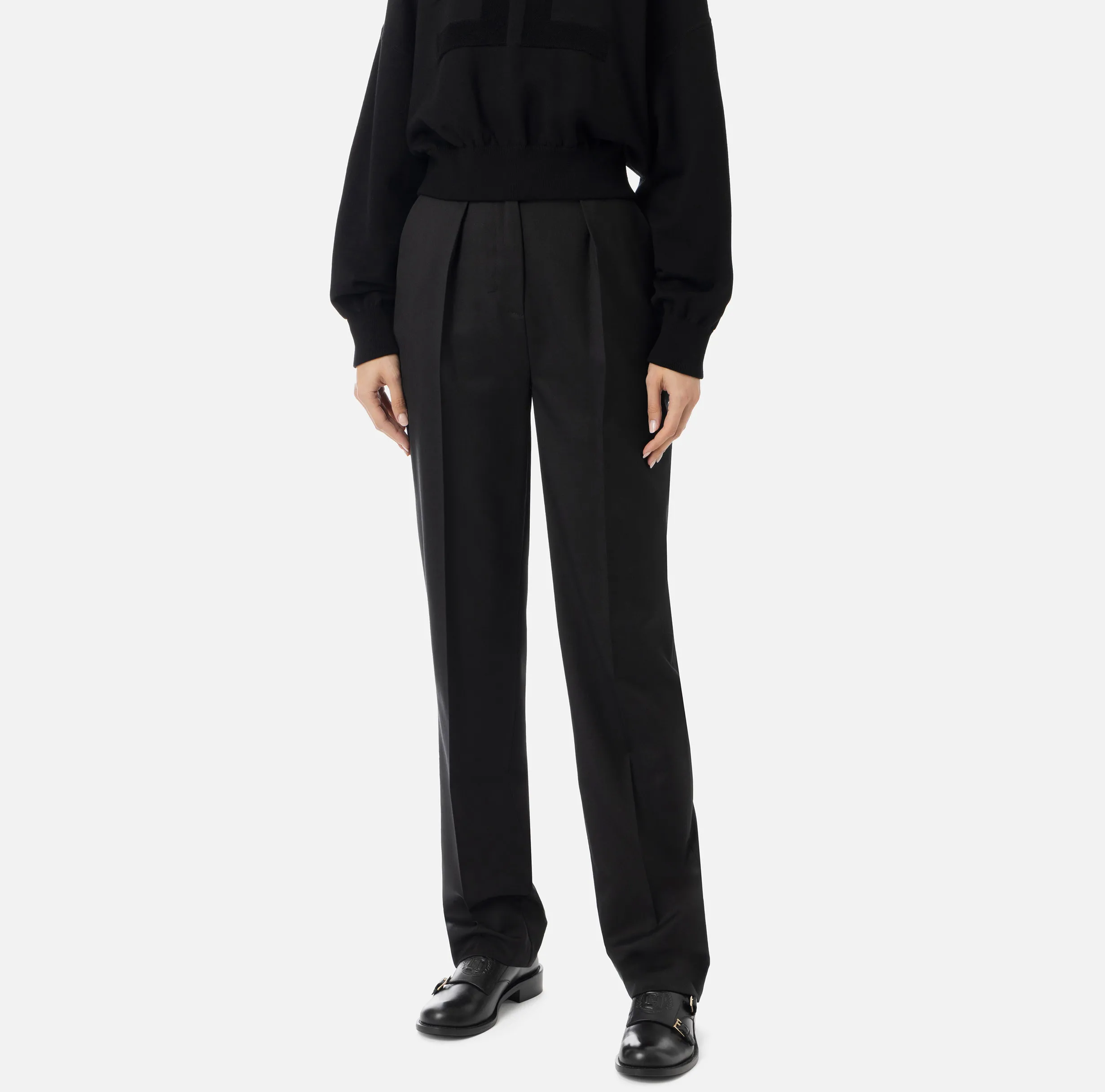 Pantalone con pinces in fresco di lana