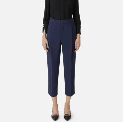 Pantalone cropped in crêpe con pinces