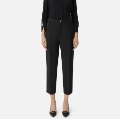 Pantalone cropped in crêpe con pinces