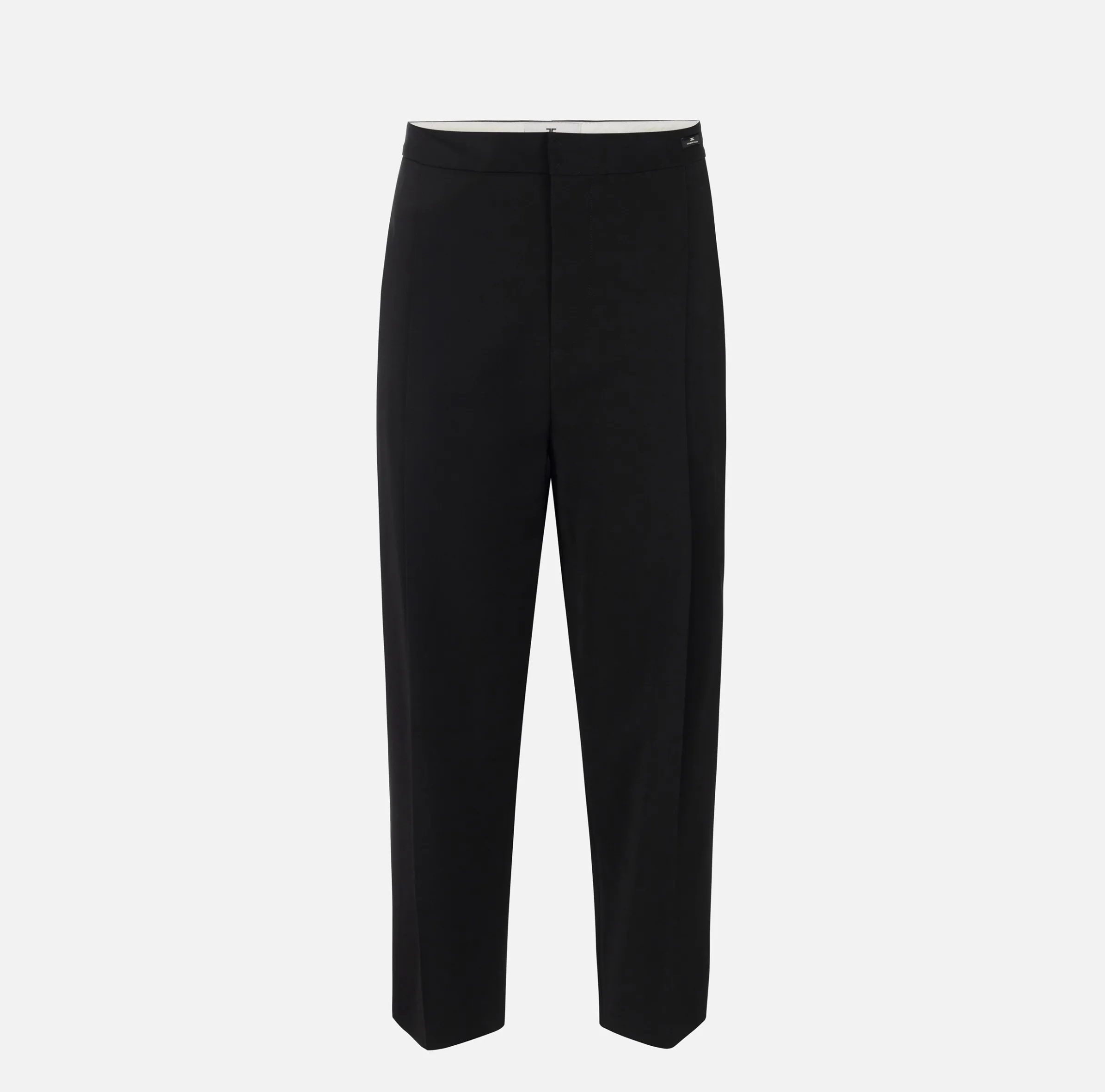 Pantalone cropped in fresco di lana stretch con pinces