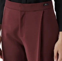 Pantalone cropped in fresco di lana stretch con pinces