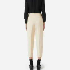 Pantalone cropped in fresco di lana stretch con pinces