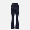 Pantalone dritto in crêpe flock con cintura